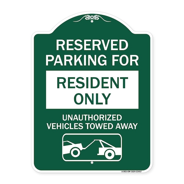 Parking Lot Reserved Parking for Residents Only Unauthorized Vehicles Towed Away Wit, GW-1824-23417